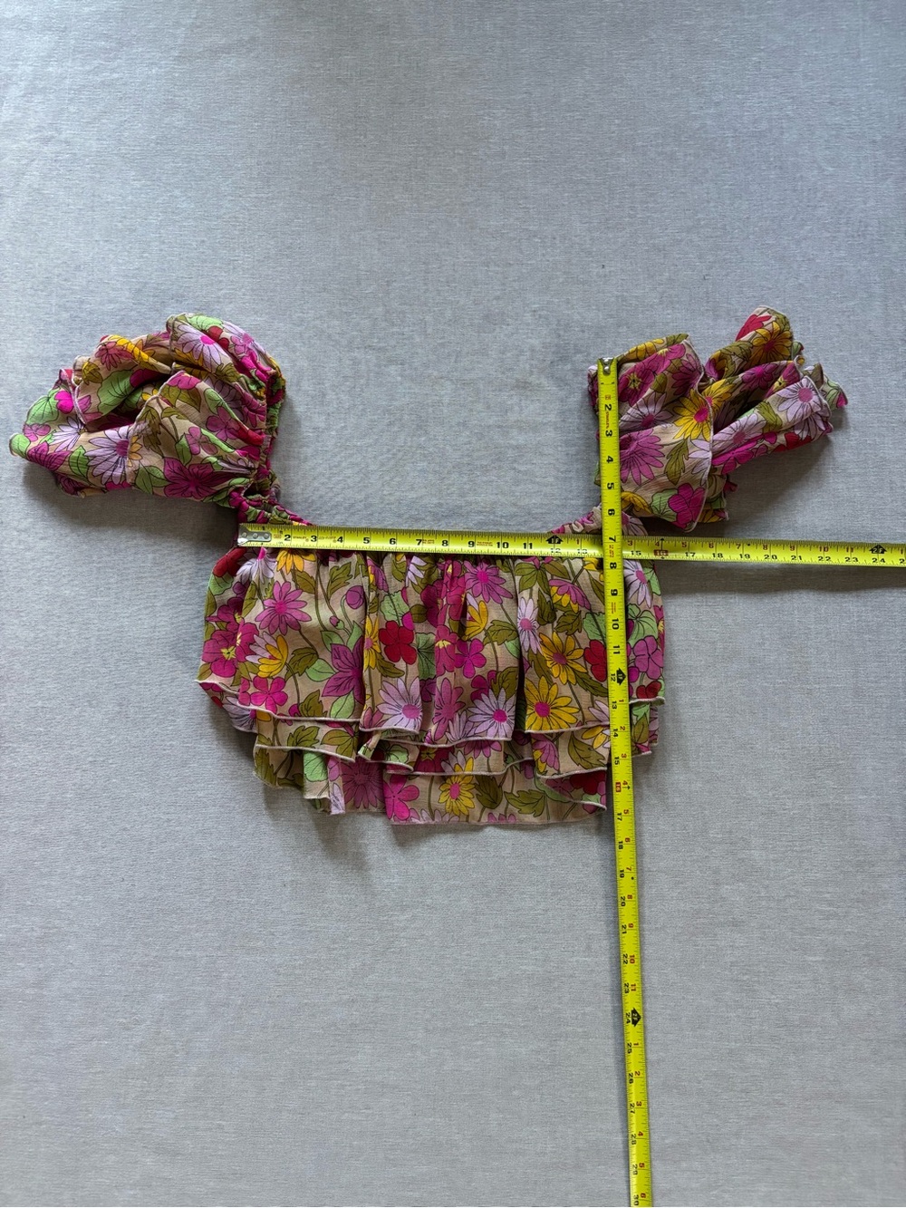 Show Me Your Mumu floral chiffon boho cropped top. - Picture 10 of 16